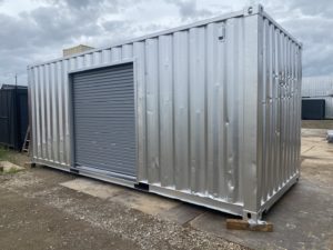 フレームブラック中古12ftコンテナ T-04 シャッター観音扉付12ftコンテナ（中古/グレー） | 中古コンテナ