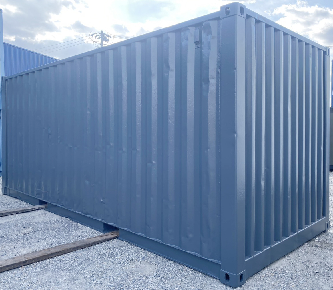 20ftコンテナ シャッター付き ダークグレー塗装 高耐久仕様 倉庫向け販売