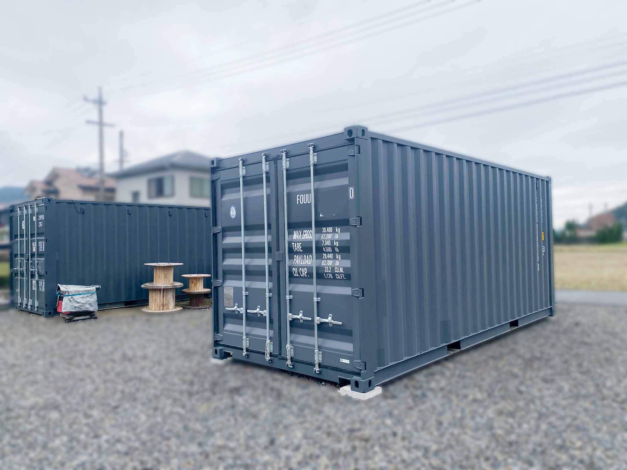 岐阜県揖斐川町に納品した20ft NEWVAN グレー 倉庫利用コンテナ 納入事例