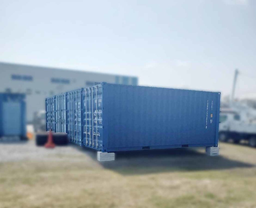 滋賀県東近江市に納品した20ft NEWVAN ブルー 資材倉庫用コンテナ 納入事例