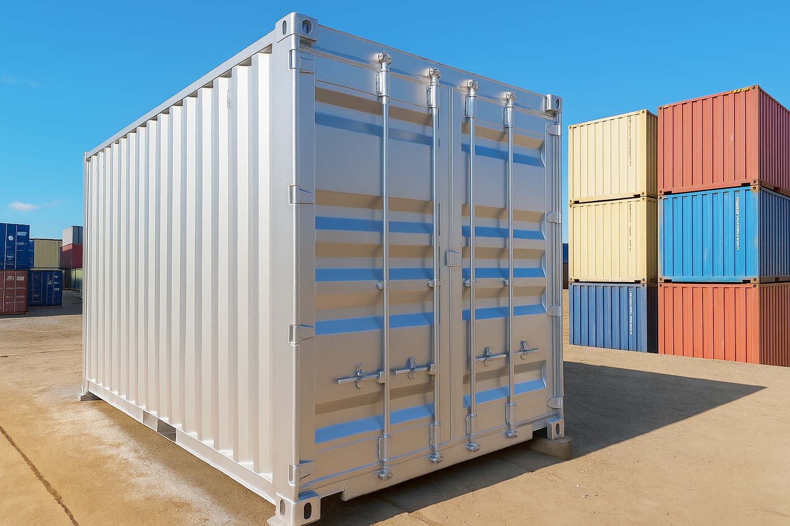 綺麗な白コンテナ！ 観音扉付き15ftコンテナRe（中古/シルバー）