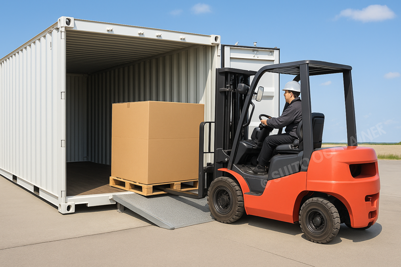 フォークリフトでのコンテナ作業イメージ