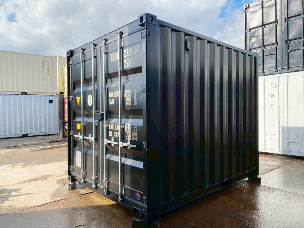 観音扉付き10ftコンテナ ブラック NEWVANRe 再塗装済み外観