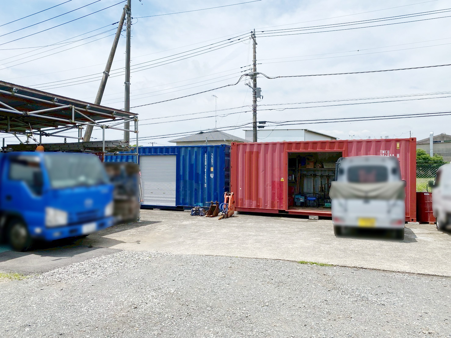 静岡県富士宮市で納品した1800シャッター付き20ft中古コンテナ（倉庫仕様）