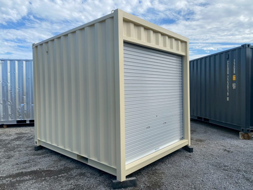 シャッター付きNEWVAN10ftコンテナRe アイボリー（新造） 正面外観