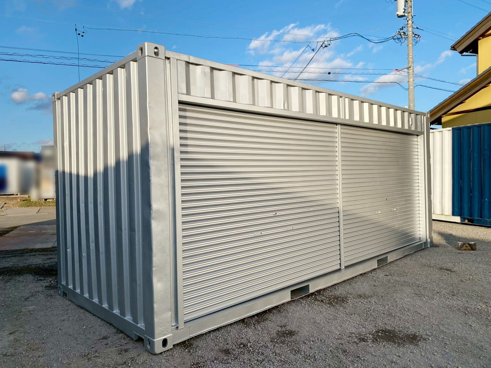 フルシャッター＆換気口付き20ftコンテナ（中古/シルバー）