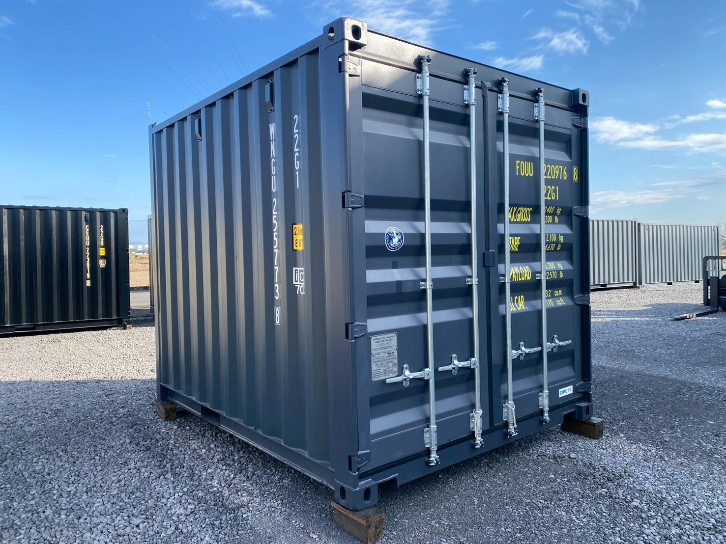 観音扉付きNEWVAN10ftコンテナRe(新造/グレー)|少し広めの3.3m・頑丈な小型倉庫・バイクガレージ