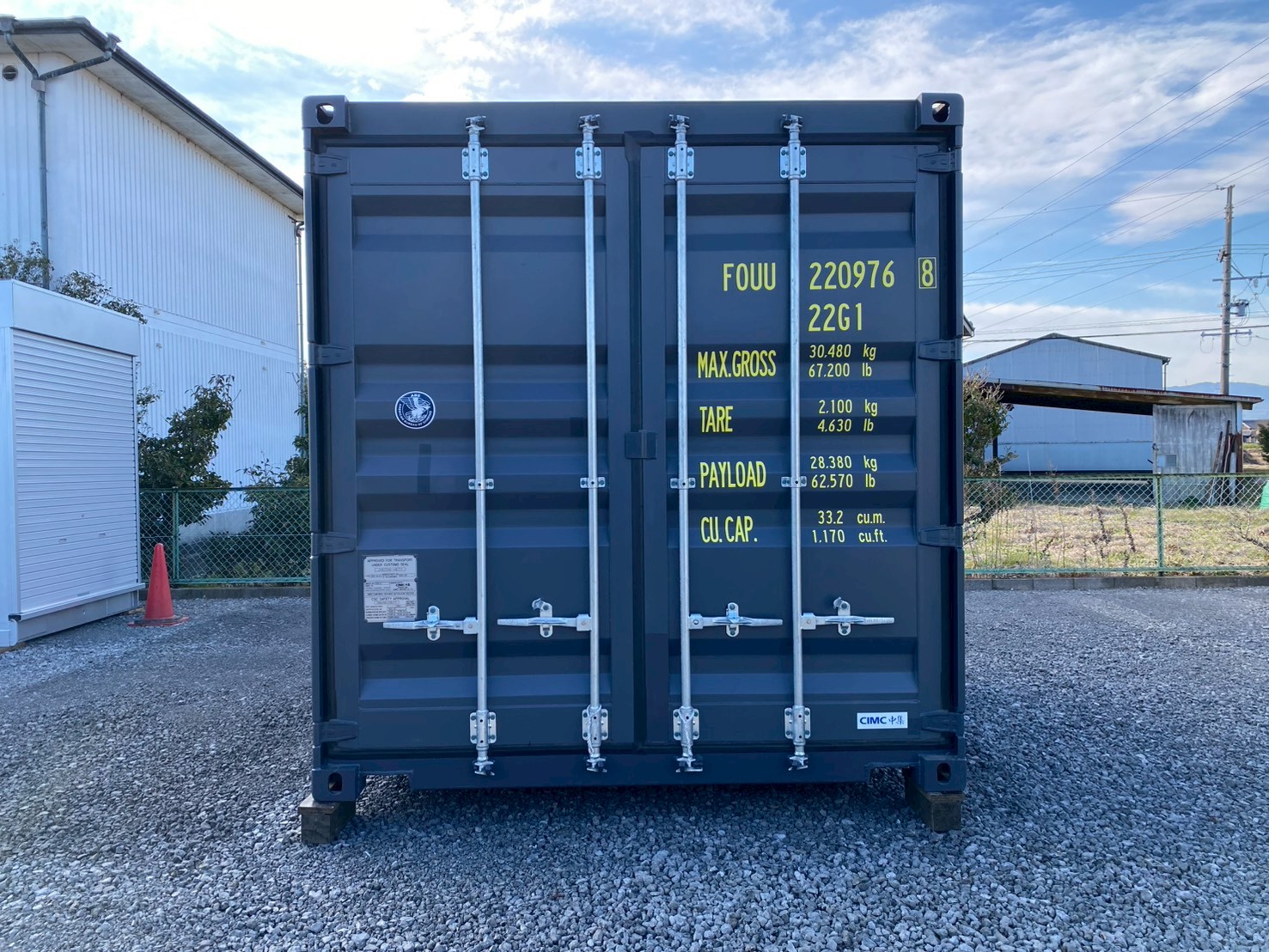 観音扉付きNEWVAN10ftコンテナRe(新造/グレー)|少し広めの3.3m・頑丈な小型倉庫・バイクガレージ