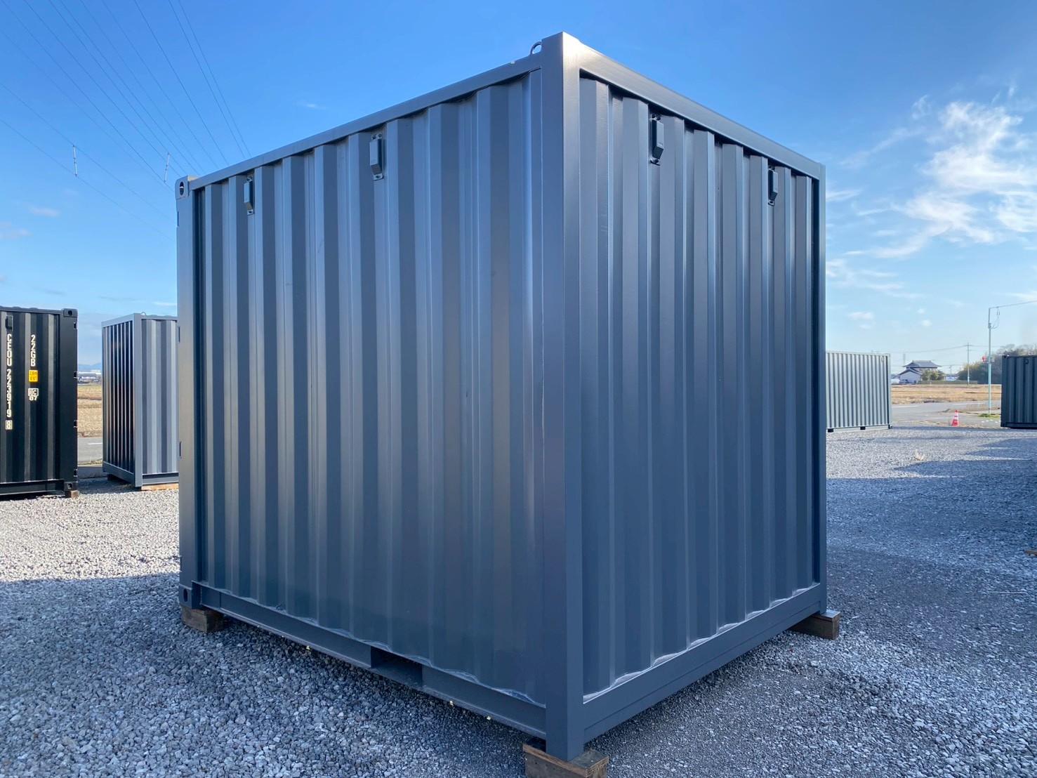 観音扉付きNEWVAN10ftコンテナRe(新造/グレー)|少し広めの3.3m・頑丈な小型倉庫・バイクガレージ